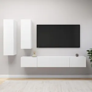Comparateur de prix : vidaXL Vidaxl Ensemble De Meuble Tv 4 Pcs Blanc Bois D'ingénierie