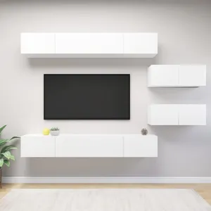 Comparateur de prix : vidaXL Vidaxl Ensemble De Meubles Tv 6 Pcs Blanc Bois D'ingénierie