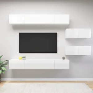 vidaXL Vidaxl Ensemble De Meubles Tv 6 Pcs Blanc Brillant Bois D'ingénierie