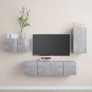 Comparateur de prix : vidaXL Vidaxl Ensemble De Meubles Tv 4 Pcs Gris Béton Bois D'ingénierie