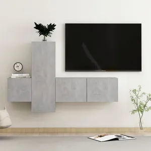 Comparateur de prix : vidaXL Vidaxl Ensemble De Meubles Tv 3 Pcs Gris Béton Bois D'ingénierie