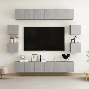vidaXL Ensemble d'armoires TV 10 pièces gris béton Bois composite pas cher