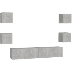 Comparateur de prix : vidaXL Ensemble de meubles TV 6 pcs Gris béton Aggloméré