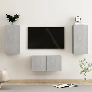 vidaXL Ensemble de meubles TV 3 pcs Gris béton Aggloméré pas cher