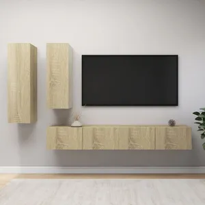 vidaXL 4-delige Tv-meubelset bewerkt hout sonoma eikenkleurig3079048 pas cher