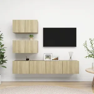 vidaXL Ensemble de meuble TV 4 pcs Chêne sonoma Aggloméré pas cher
