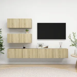 vidaXL Vidaxl Ensemble De Meuble Tv 4 Pcs Chêne Sonoma Bois D'ingénierie