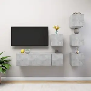 vidaXL Ensemble de 6 meubles TV en bois gris béton pas cher