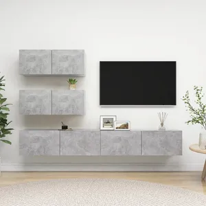 Comparateur de prix : vidaXL Vidaxl Ensemble De Meubles Tv 4 Pcs Gris Béton Bois D'ingénierie