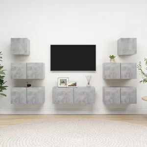 vidaXL Vidaxl Ensemble De Meubles Tv 7 Pcs Gris Béton Bois D'ingénierie pas cher