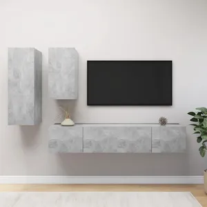 Comparateur de prix : vidaXL Vidaxl Ensemble De Meubles Tv 4 Pcs Gris Béton Bois D'ingénierie