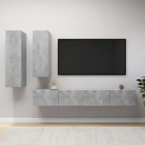 Comparateur de prix : vidaXL Vidaxl Ensemble De Meuble Tv 4 Pcs Gris Béton Bois D'ingénierie