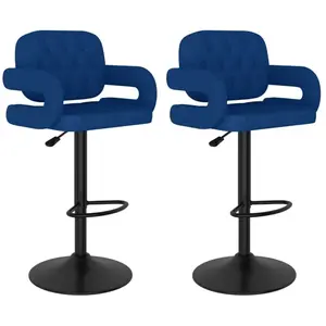 VIDAXL Tabourets de bar lot de 2 bleu tissu pas cher