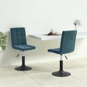 VIDAXL Chaises pivotantes de salle à manger 2 pcs Bleu Velours pas cher