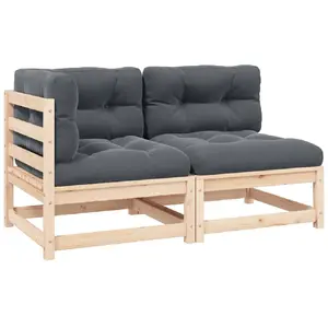 vidaXL Salon de jardin 2 pcs avec coussins Bois de pin massif pas cher