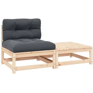 Comparateur de prix : vidaXL Salon de jardin 2 pcs avec coussins Bois de pin massif