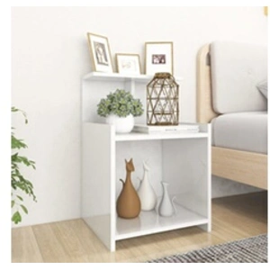 vidaXL Table de chevet Blanc brillant 40x35x60 cm Aggloméré pas cher