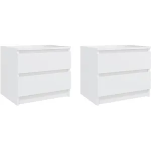 vidaXL Tables de chevet 2 pcs Blanc 50x39x43,5 cm Aggloméré pas cher