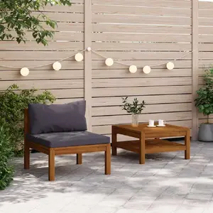 Comparateur de prix : vidaXL Salon de jardin 2 pcs avec coussins gris foncé Bois d'acacia