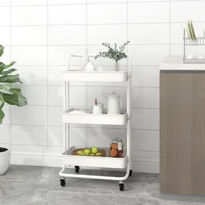 Comparateur de prix : vidaXL Chariot de cuisine 3 niveaux Blanc 42x35x85 cm Fer et ABS
