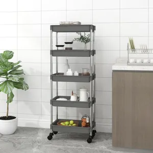 Comparateur de prix : vidaXL Chariot de cuisine 5 niveaux Gris 42x29x128 cm Fer et ABS