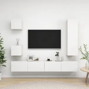 vidaXL Vidaxl Ensemble De Meubles Tv 5 Pcs Blanc Bois D'ingénierie pas cher