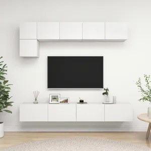 vidaXL Vidaxl Ensemble De Meubles Tv 5 Pcs Blanc Bois D'ingénierie
