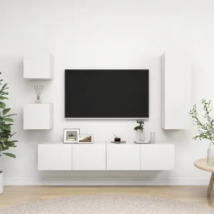 vidaXL Vidaxl Ensemble De Meubles Tv 5 Pcs Blanc Bois D'ingénierie pas cher