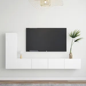 Comparateur de prix : vidaXL Vidaxl Ensemble De Meubles Tv 3 Pcs Blanc Bois D'ingénierie