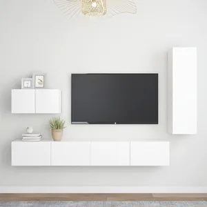 vidaXL Vidaxl Ensemble De Meubles Tv 4 Pcs Blanc Bois D'ingénierie