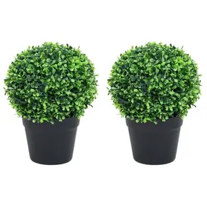 Comparateur de prix : vidaXL Plantes de buis artificiel 2 pcs avec pots Boule Vert 37 cm