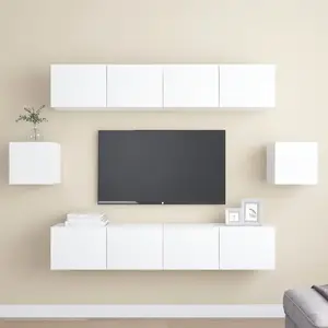 vidaXL Ensemble de meuble TV 6 pcs Blanc Aggloméré pas cher