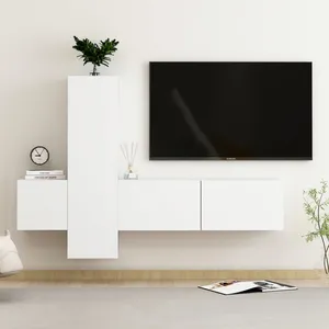 Comparateur de prix : vidaXL Vidaxl Ensemble De Meubles Tv 3 Pcs Blanc Bois D'ingénierie