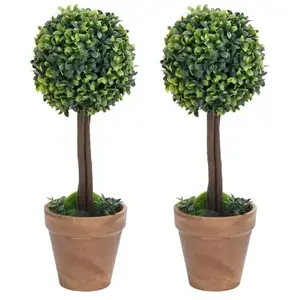 Comparateur de prix : vidaXL Plantes de buis artificiel 2 pcs avec pots Boule Vert 41 cm