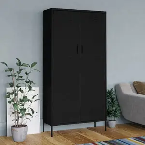 Comparateur de prix : vidaXL Garde-robe Noir 90x50x180 cm Acier