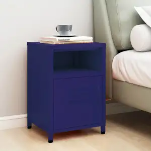 vidaXL Table de chevet Bleu marine 35x35x51 cm Acier pas cher