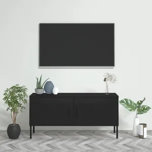 vidaXL Meuble TV Noir 105x35x50 cm Acier pas cher