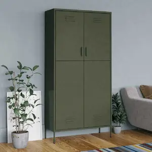 Comparateur de prix : vidaXL Garde-robe Vert olive 90x50x180 cm Acier