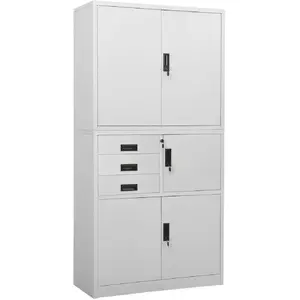 Comparateur de prix : vidaXL Armoire de bureau Gris clair 90x40x180 cm Acier