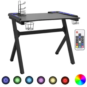 vidaXL Bureau de jeu à LED en forme de Y noir 90x60x75 cmVendu parvidaxl