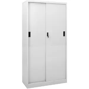 vidaXL Armoire à bureau porte coulissante Gris clair 90x40x180cm Acier pas cher