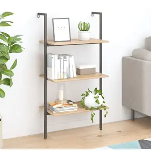 vidaXL Étagère inclinée 3 niveaux Marron clair et noir 64x35x120,5 cm