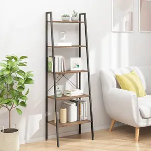 Comparateur de prix : vidaXL Étagère sur pied 5 niveaux Marron foncé et noir 56x35x174 cm