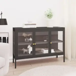 vidaXL Buffet Anthracite 105x35x70 cm Acier et verre pas cher