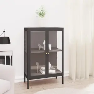 vidaXL Buffet Anthracite 75x35x105 cm Acier et verre pas cher