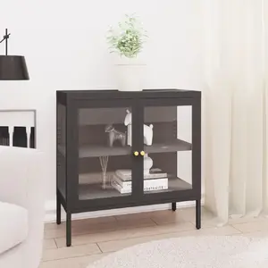 vidaXL Buffet Anthracite 70x35x70 cm Acier et verre pas cher