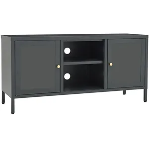 vidaXL Meuble TV Anthracite 105x35x52 cm Acier et verre