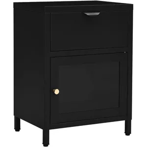 vidaXL Table de chevet Noir 40x30x54,5 cm Acier et verre pas cher