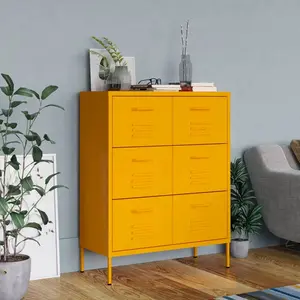 Comparateur de prix : vidaXL Armoire à tiroirs Jaune moutarde 80x35x101,5 cm Acier