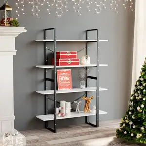 Comparateur de prix : vidaXL Bibliothèque à 4 niveaux blanc 100x30x140 cm bois d'ingénierie